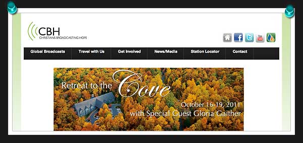 Screenshot of the Christians Broadcasting Hope website